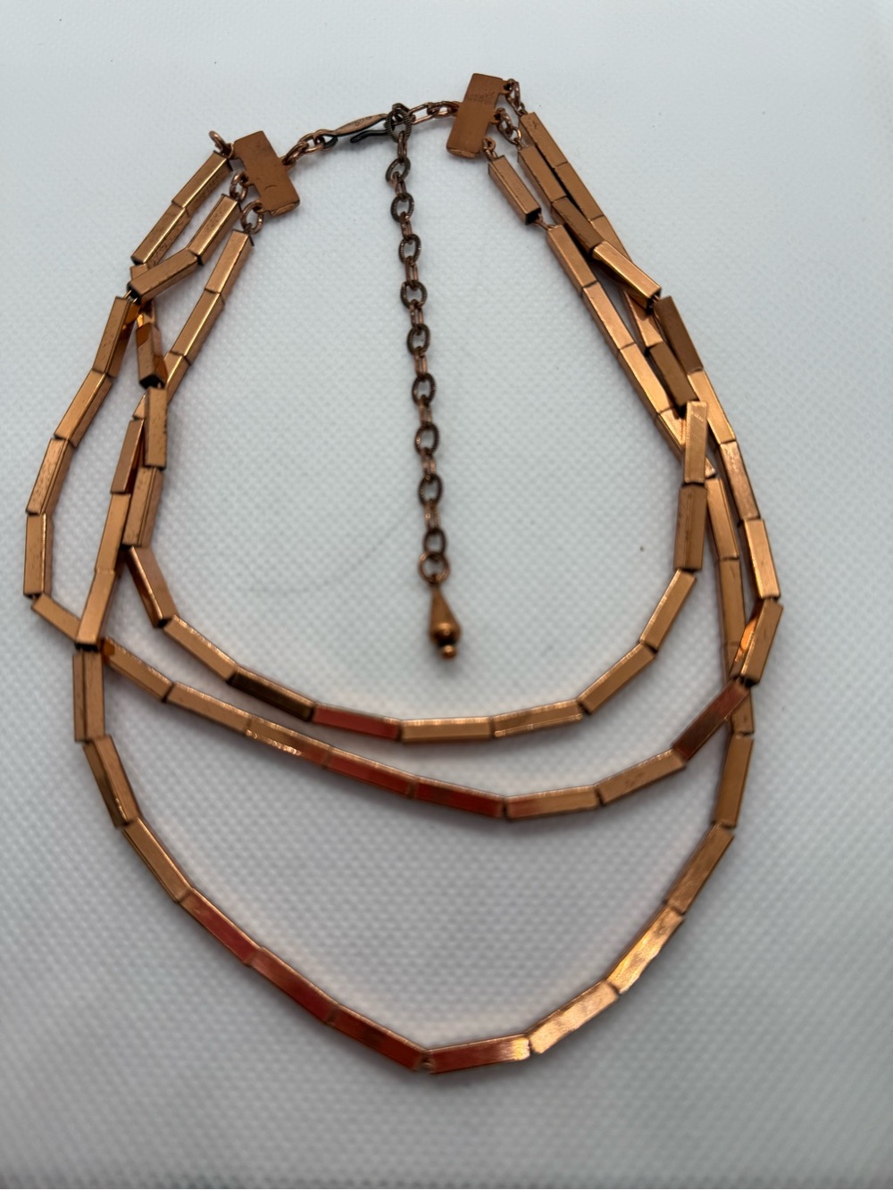 Vintage Renoir Triple Strand Copper-Tone Geometric Necklace - Women Jewelry